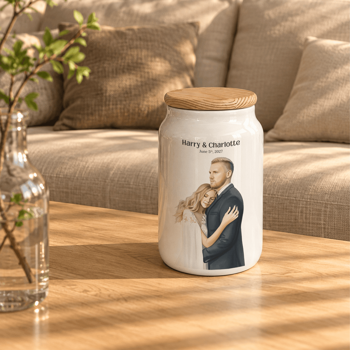 Personalised Ceramic Jars - Couple Design Set of 2 - cmzart