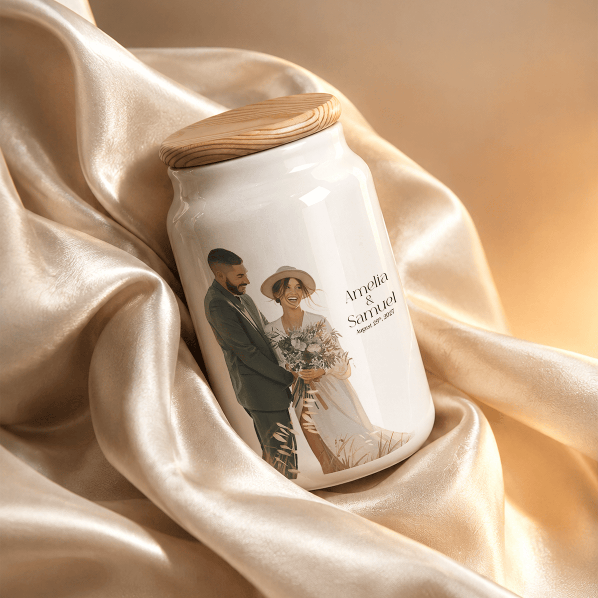 Personalised Ceramic Jars - Couple Design Set of 2 - cmzart