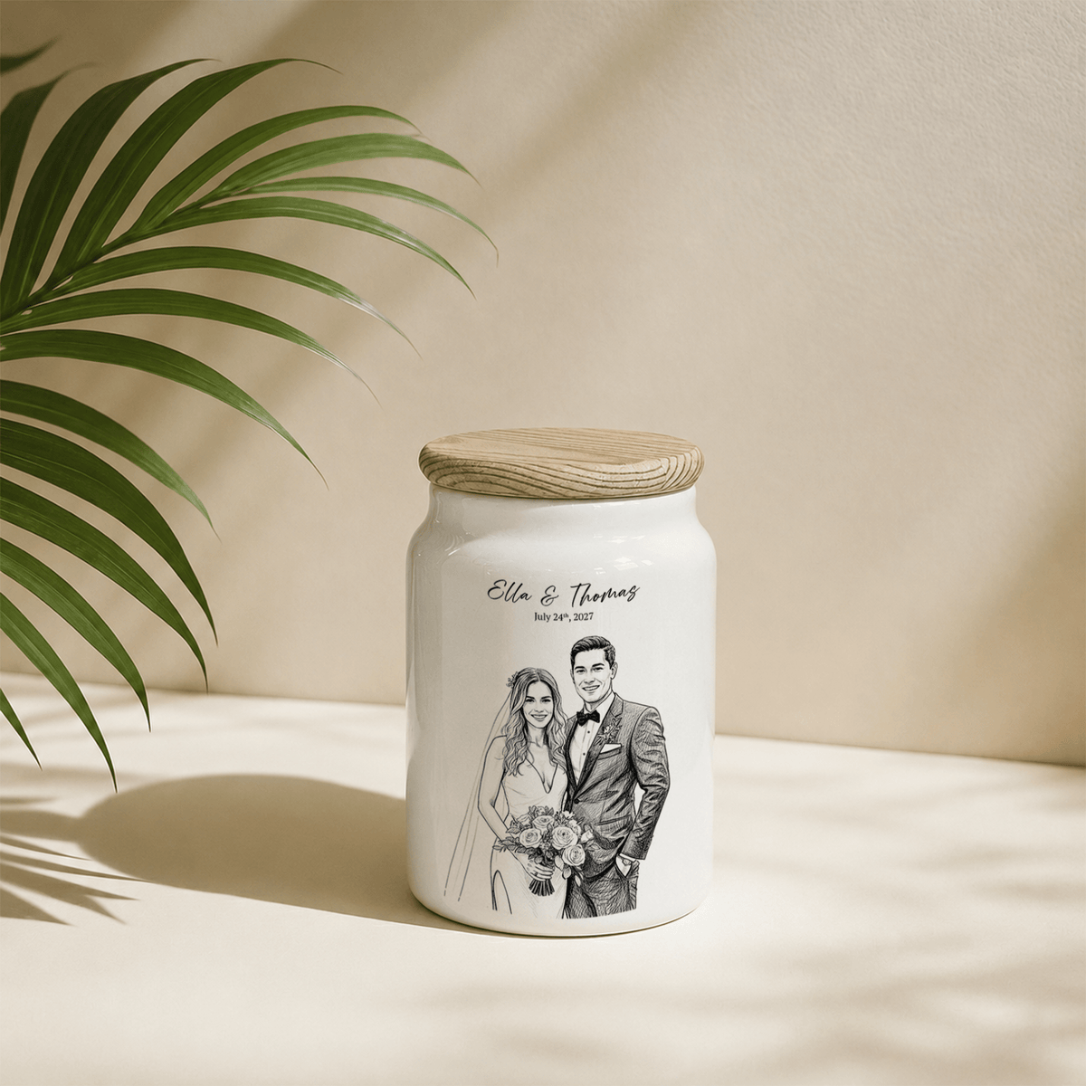 Personalised Ceramic Jars - Couple Design Set of 2 - cmzart