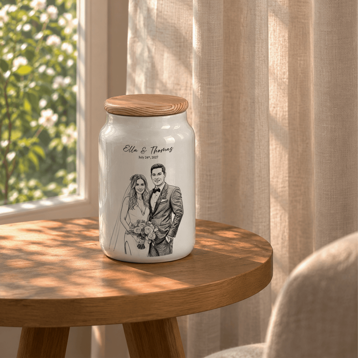 Personalised Ceramic Jars - Couple Design Set of 2 - cmzart